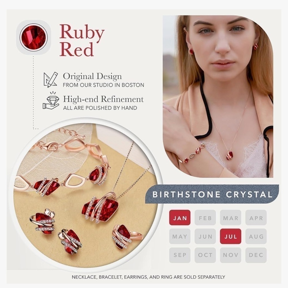 Red Rose Gold Wish Stone Necklace - Picture 8 of 10